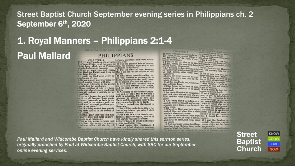 Philippians 2:1-4 – Royal Manners